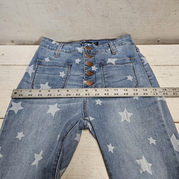 Angry Rabbit Star Struck High Rise Flare retro bell bottom style jeans size 25/1 - Picture 12 of 14